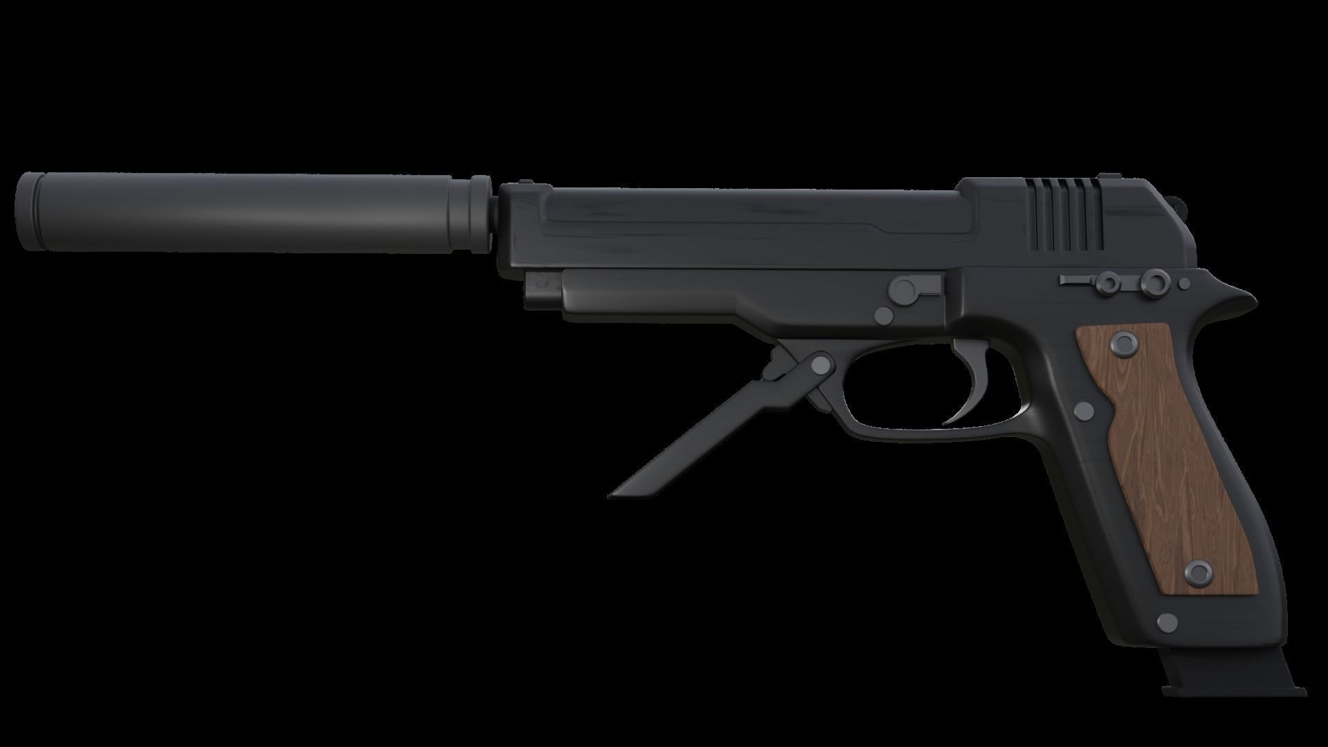  Beretta 93R Handgun Free 3D model_1