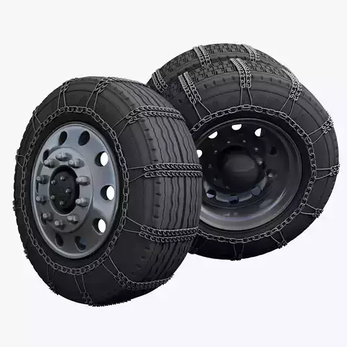 Snow chain truck wheels