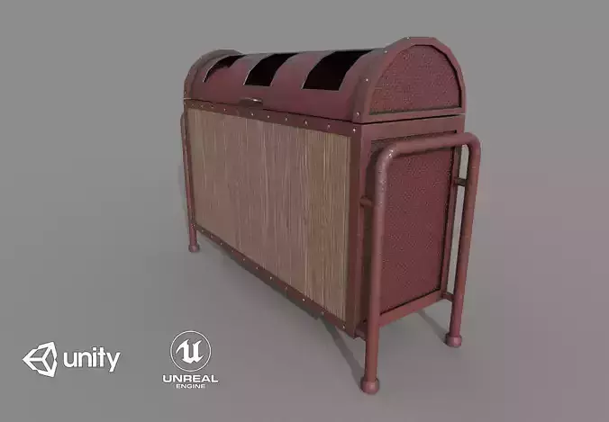 Dumpster PBR model metal bookcase with wooden top