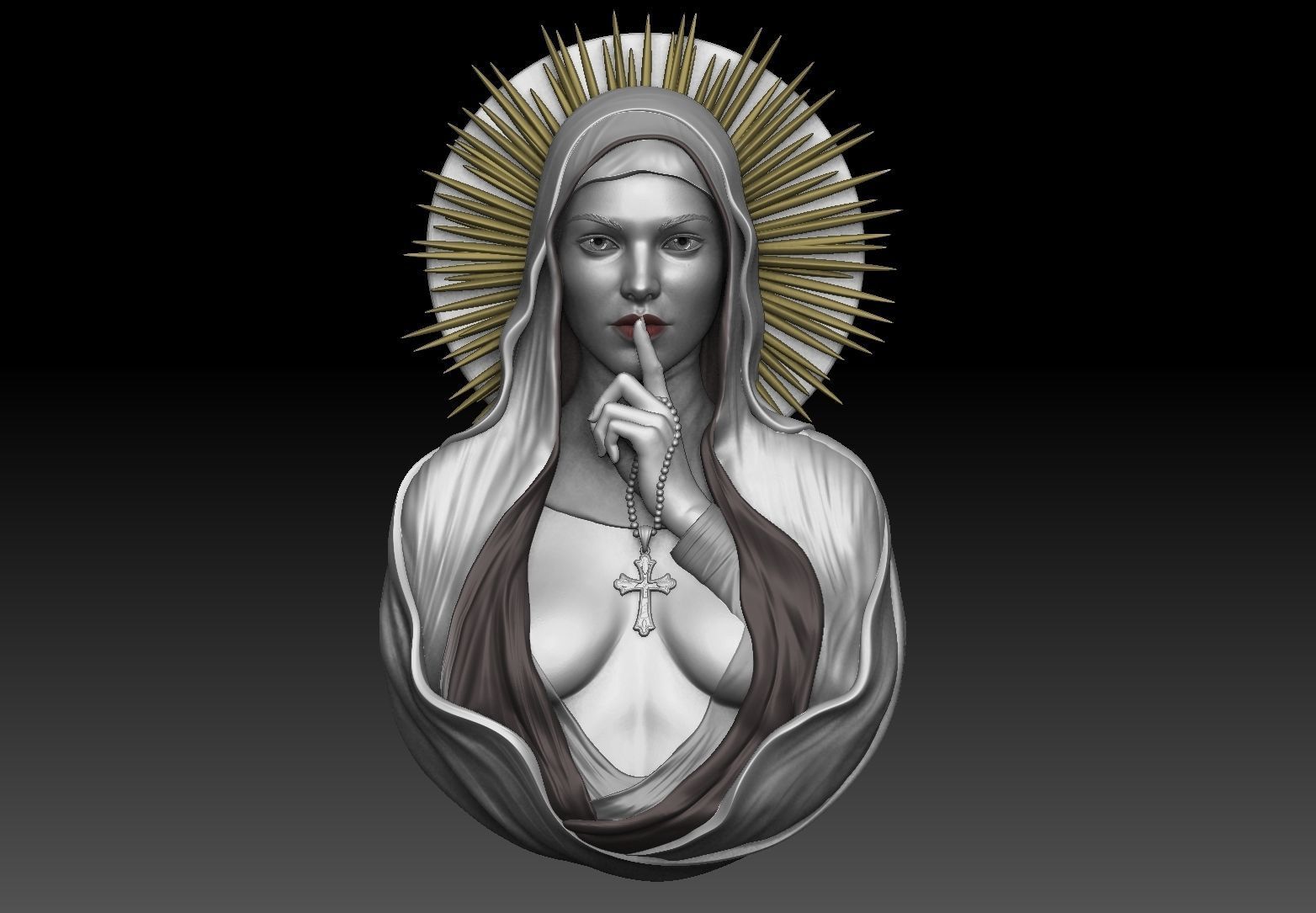 beautiful  nun pendant 3dmodel  3D print model_13