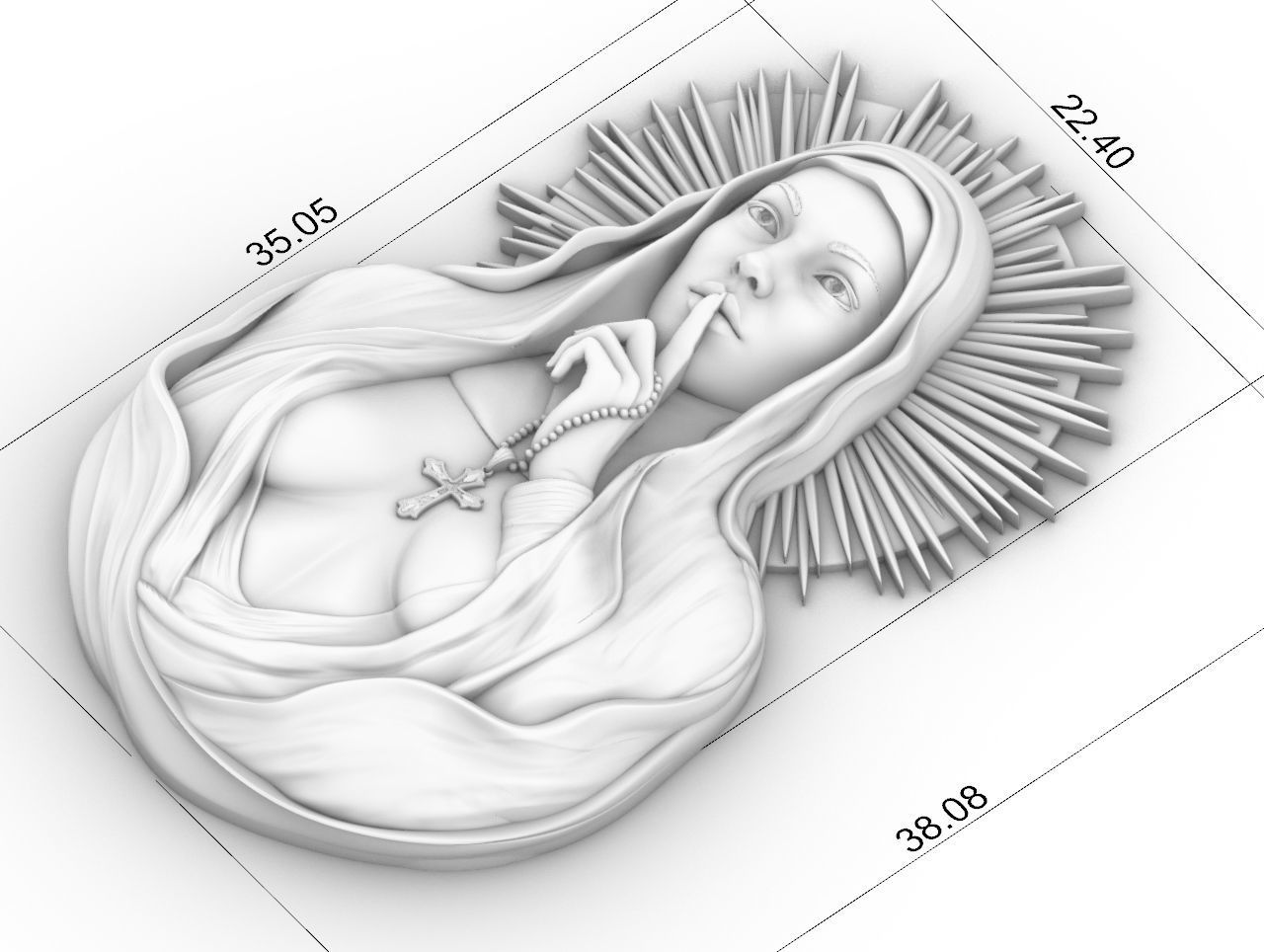 beautiful  nun pendant 3dmodel  3D print model_16
