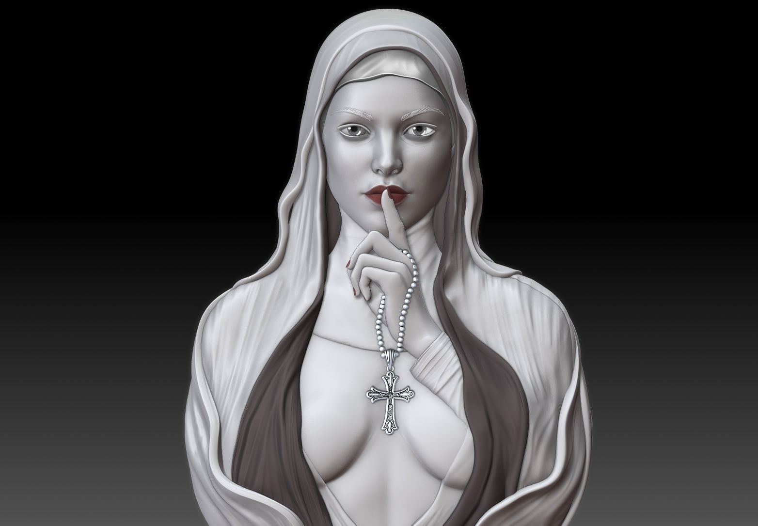 beautiful  nun pendant 3dmodel  3D print model_15