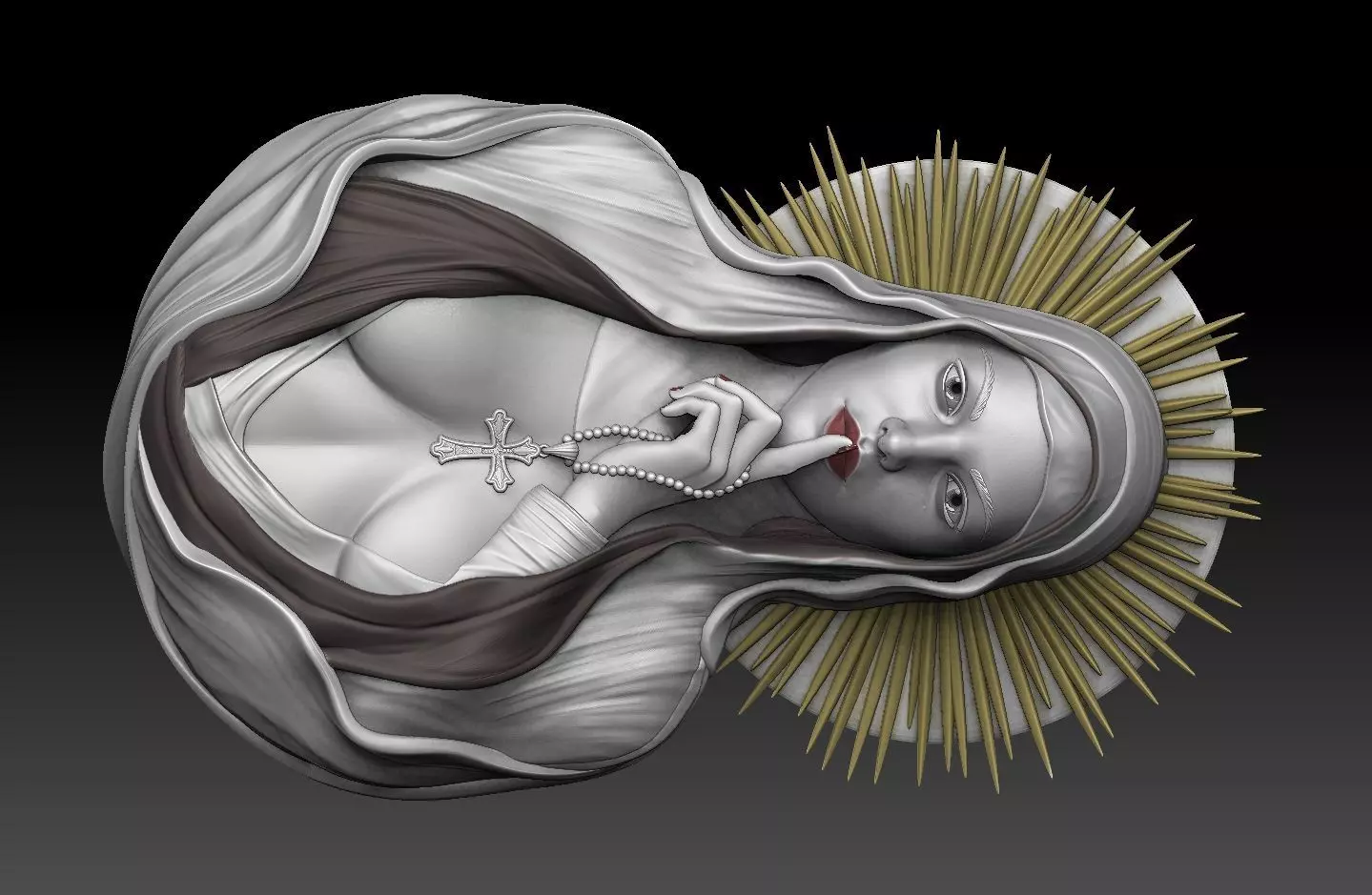 beautiful  nun pendant 3dmodel  3D print model_0