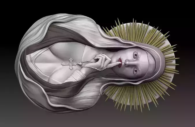 beautiful  nun pendant 3dmodel  3D print model