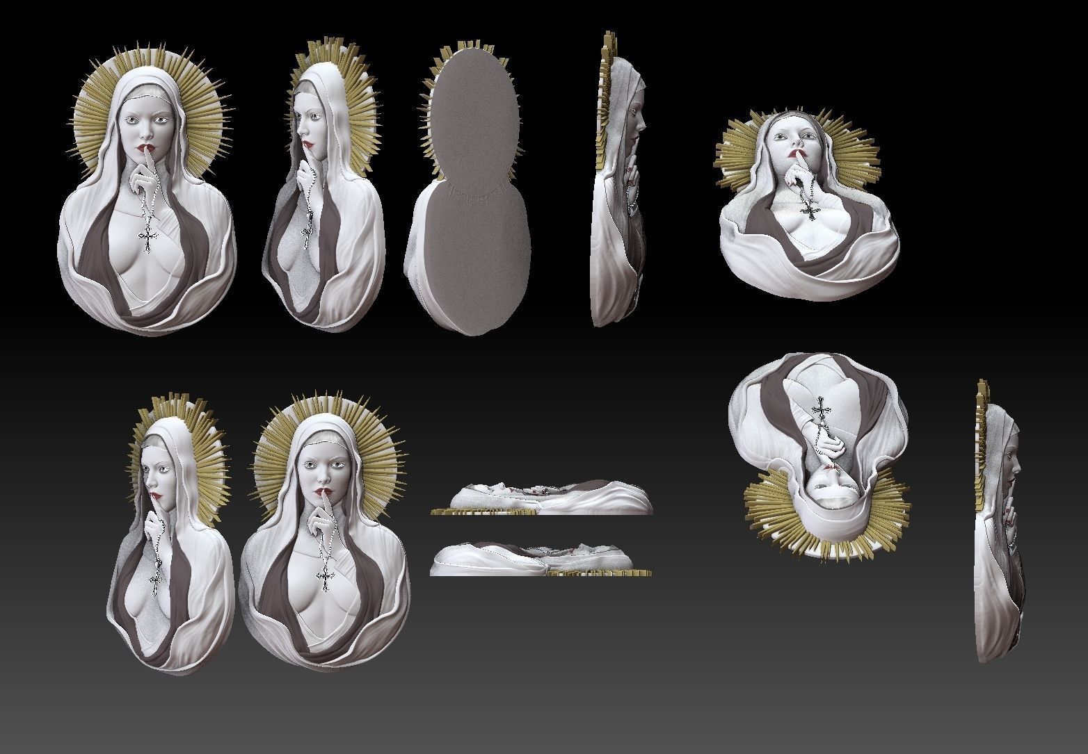 beautiful  nun pendant 3dmodel  3D print model_4