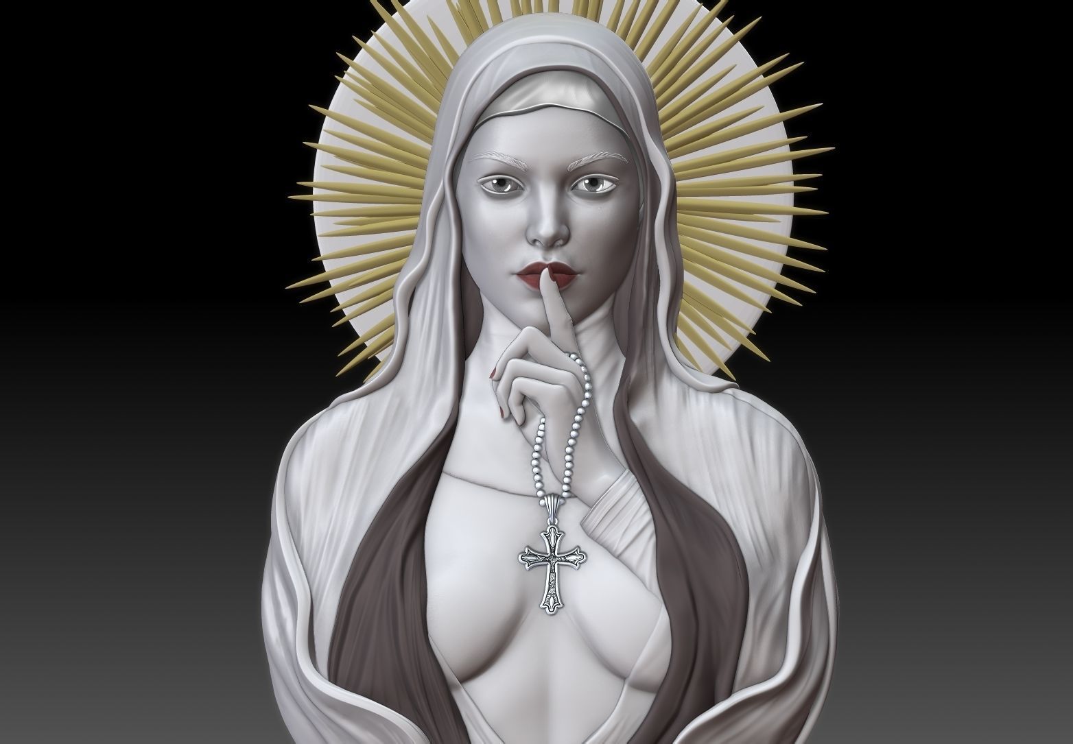 beautiful  nun pendant 3dmodel  3D print model_10