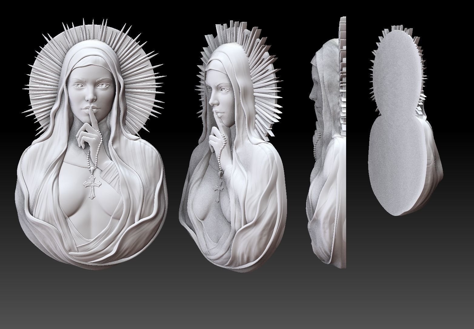 beautiful  nun pendant 3dmodel  3D print model_5