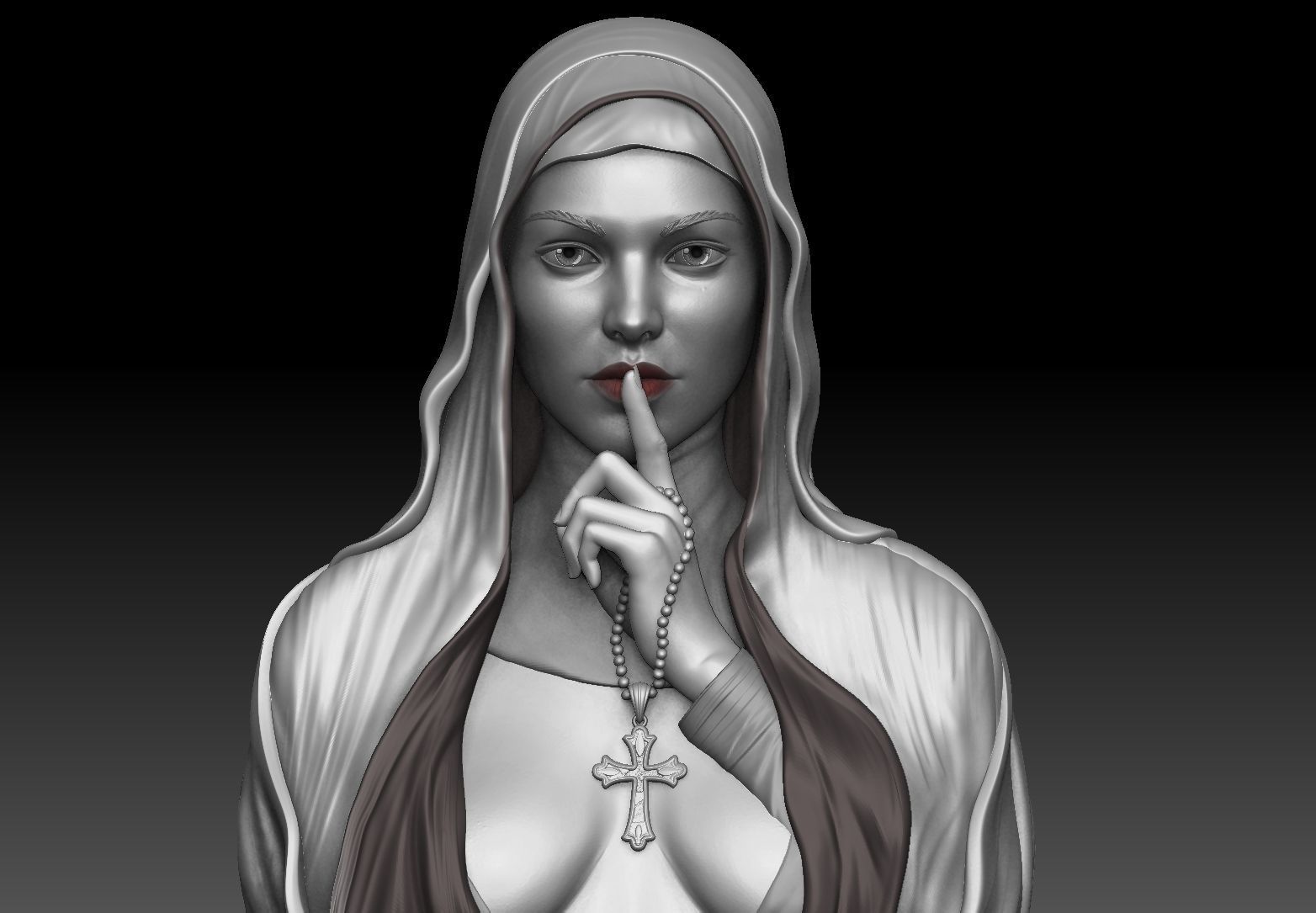 beautiful  nun pendant 3dmodel  3D print model_2
