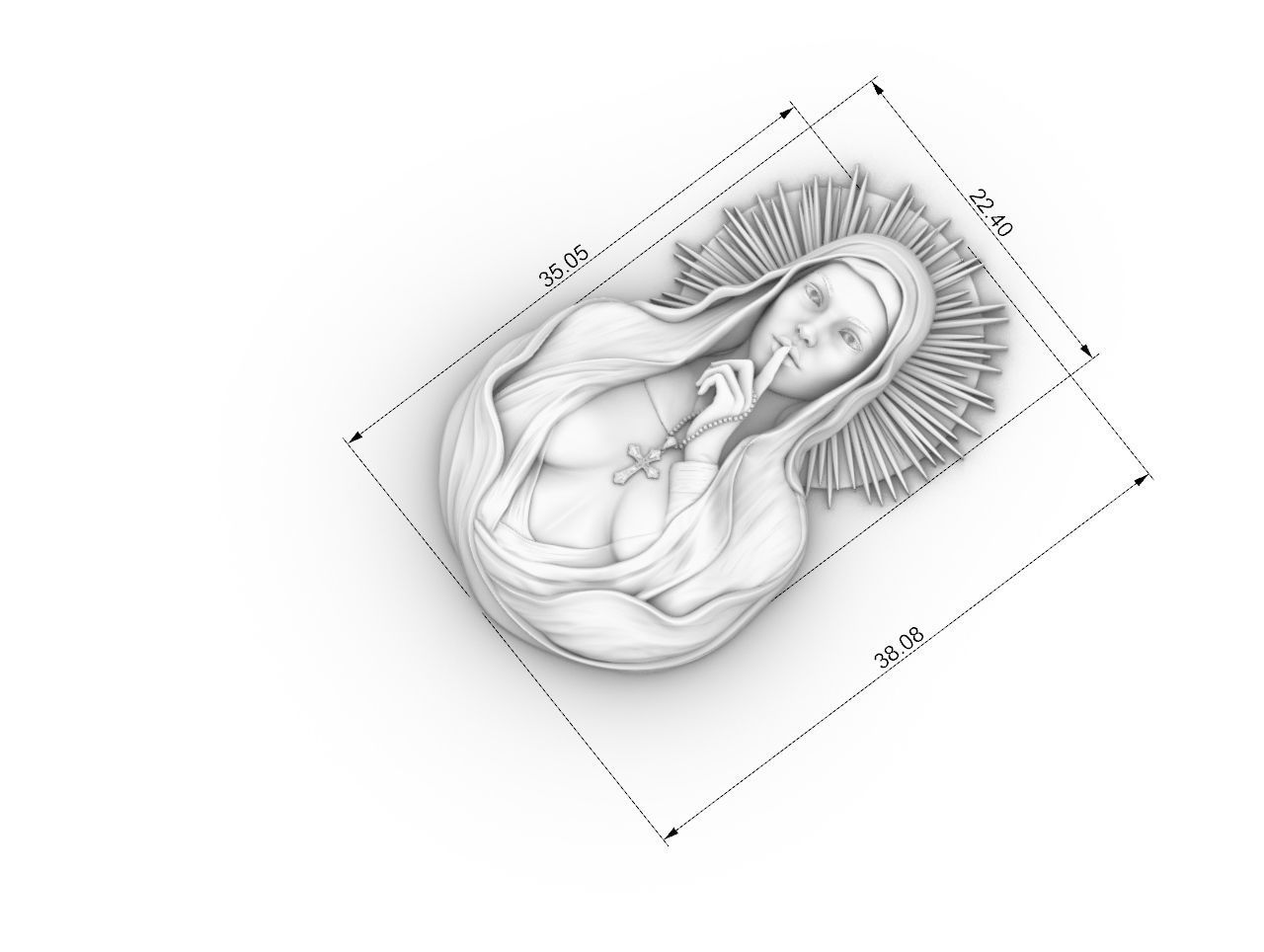 beautiful  nun pendant 3dmodel  3D print model_8