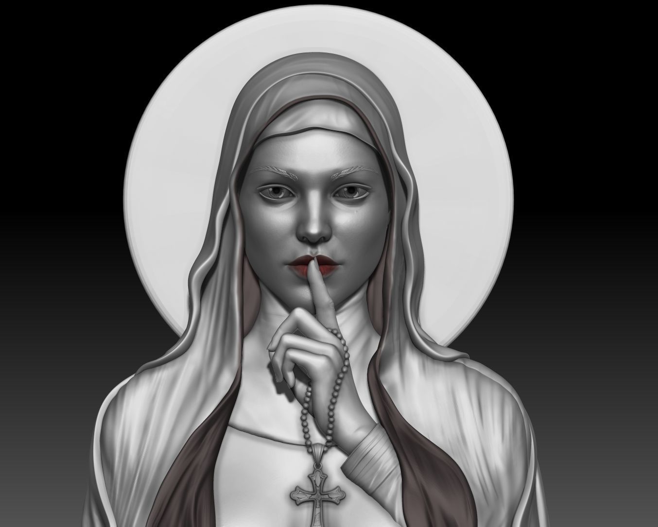 beautiful  nun pendant 3dmodel  3D print model_9