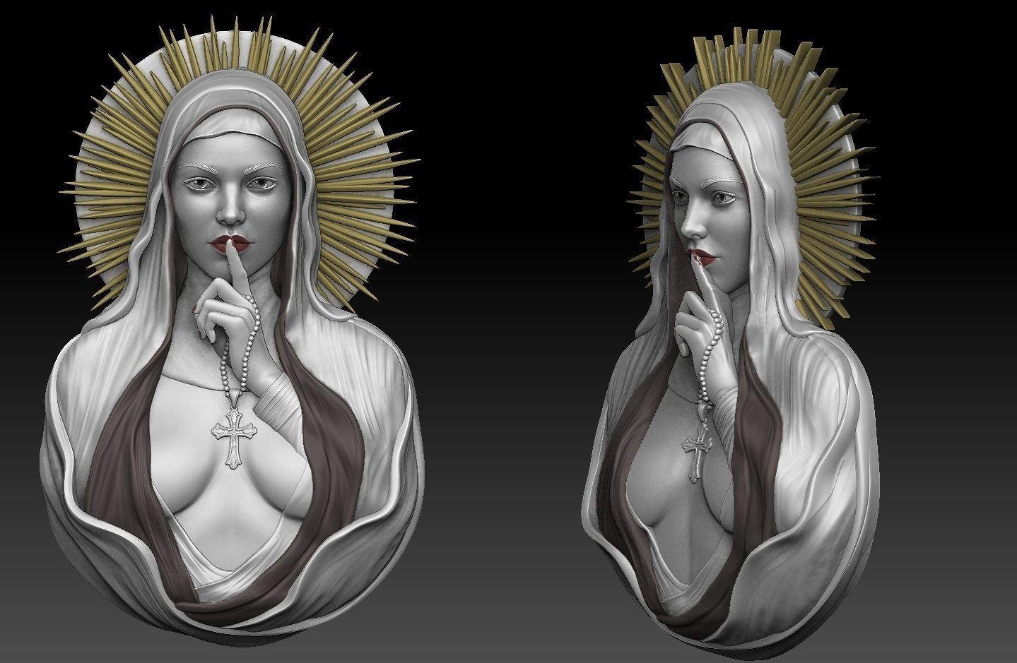 beautiful  nun pendant 3dmodel  3D print model_1