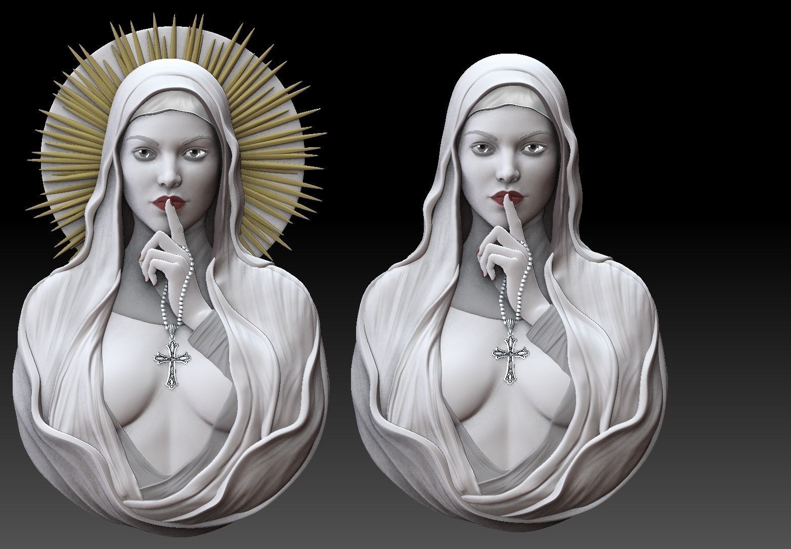 beautiful  nun pendant 3dmodel  3D print model_14