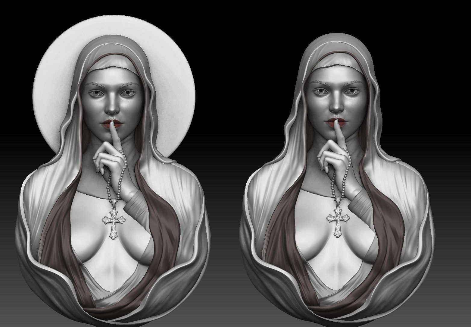 beautiful  nun pendant 3dmodel  3D print model_12
