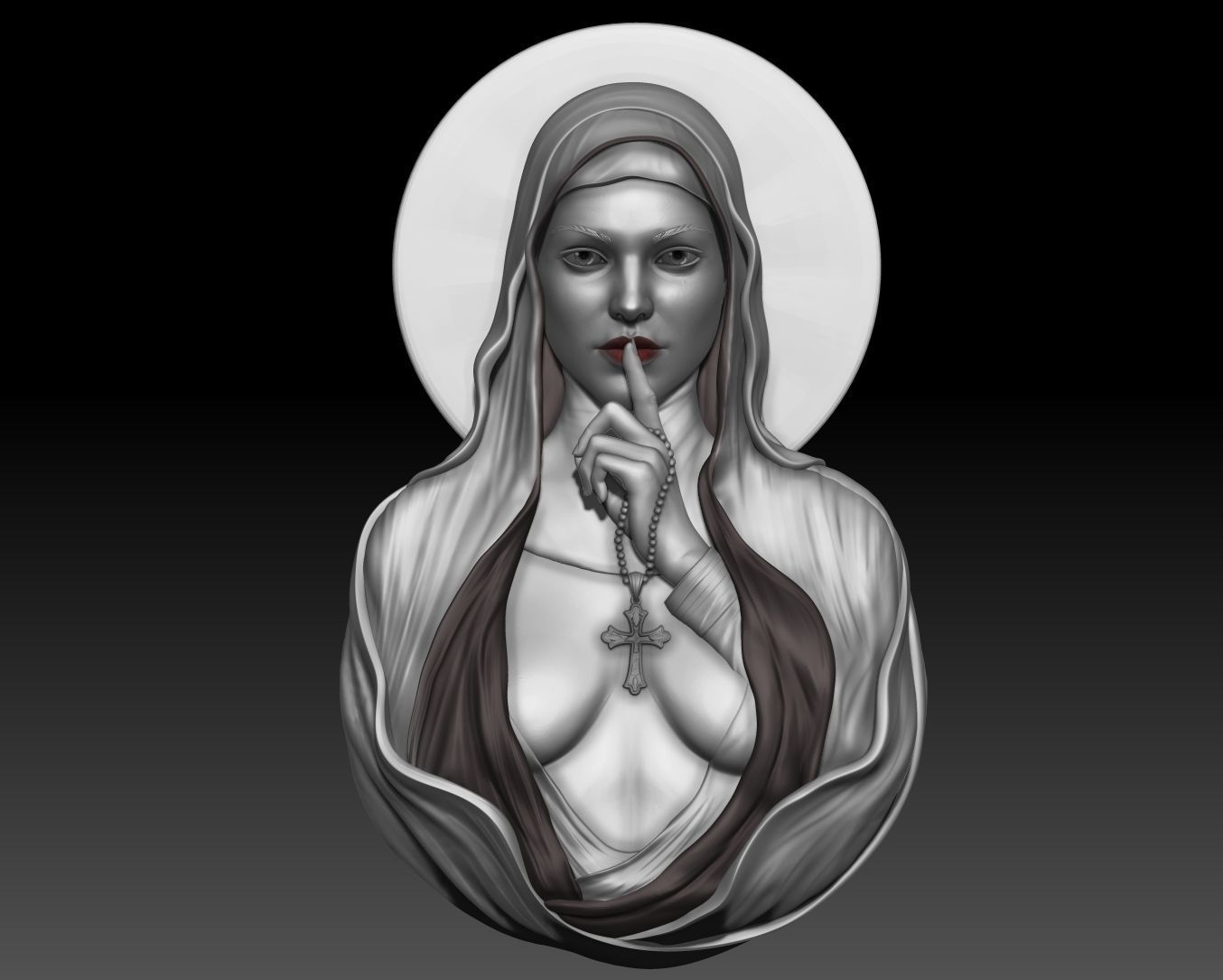 beautiful  nun pendant 3dmodel  3D print model_11