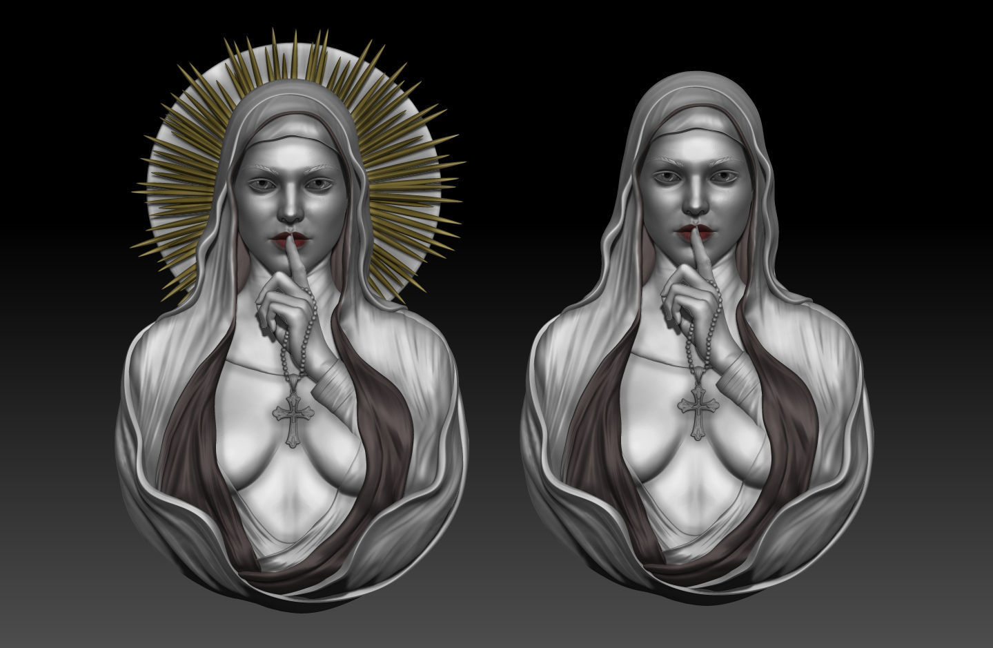 beautiful  nun pendant 3dmodel  3D print model_3