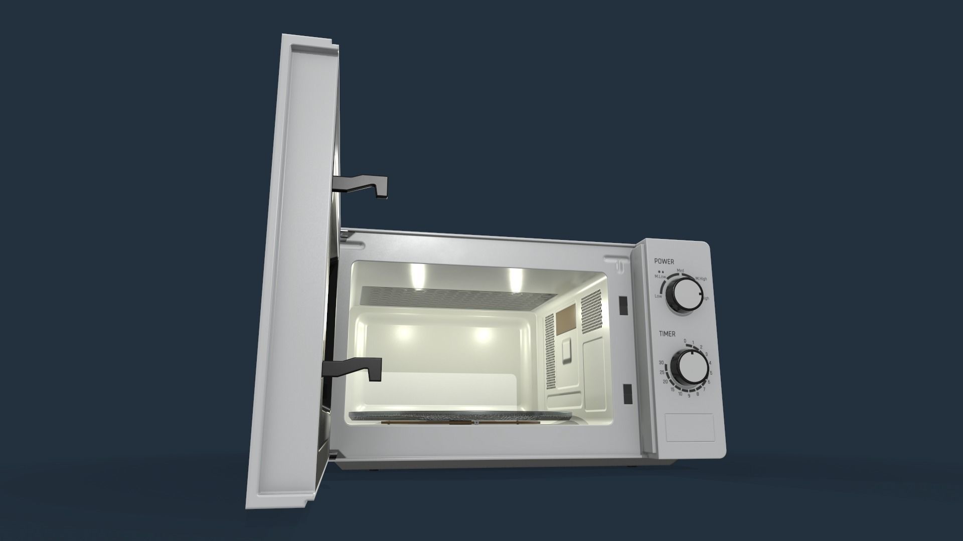 Microwave Low-poly 3D model_9