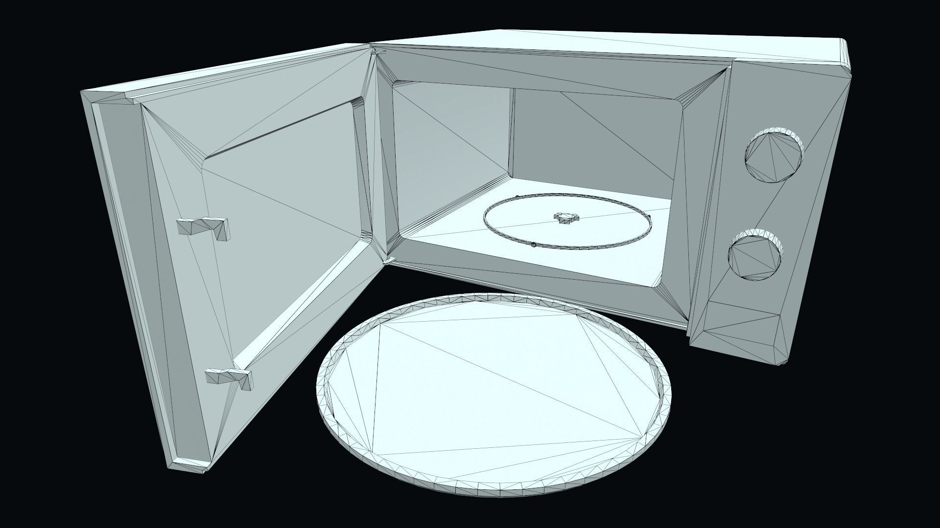 Microwave Low-poly 3D model_13