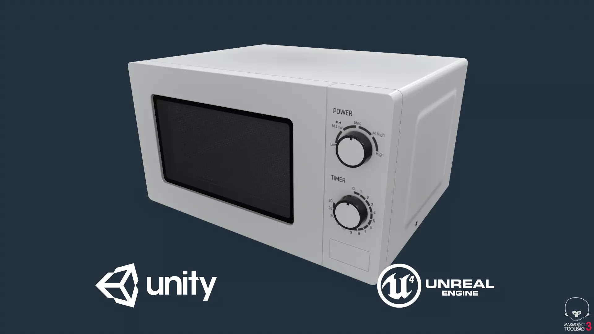 Microwave Low-poly 3D model_0
