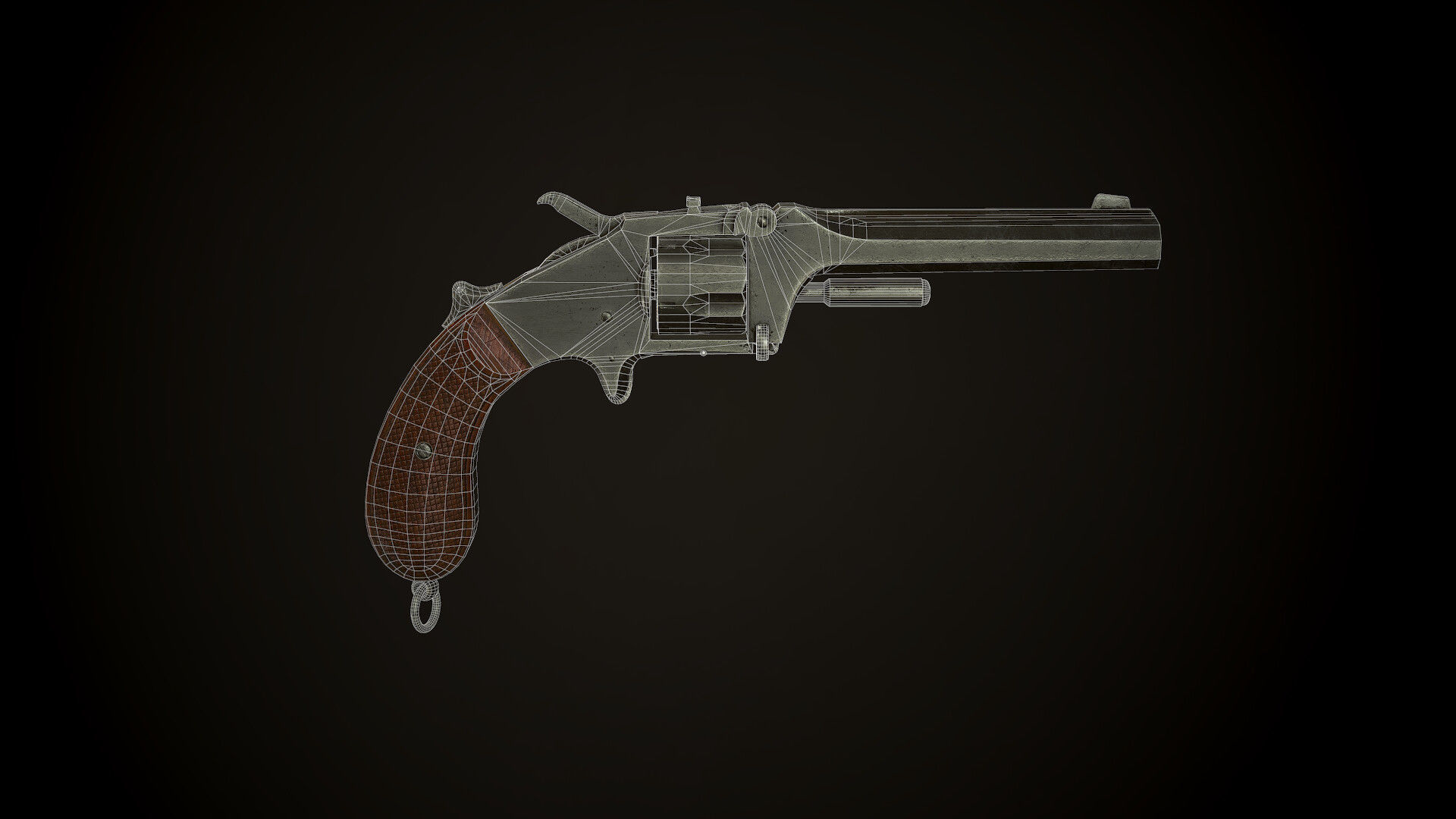 Revolver Saxon Reichsrevolver M1873 Low-poly 3D model_7