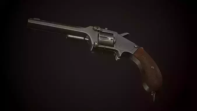 Revolver Saxon Reichsrevolver M1873 Low-poly 3D model