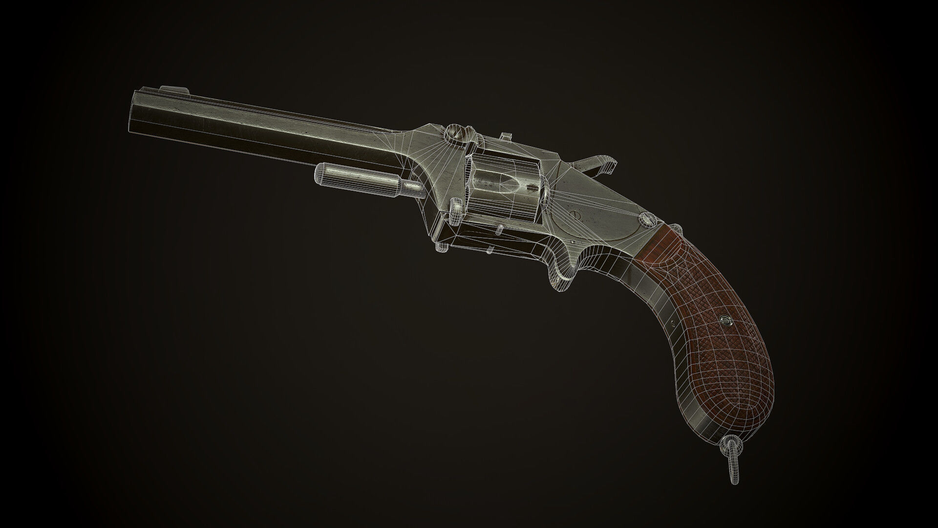 Revolver Saxon Reichsrevolver M1873 Low-poly 3D model_6