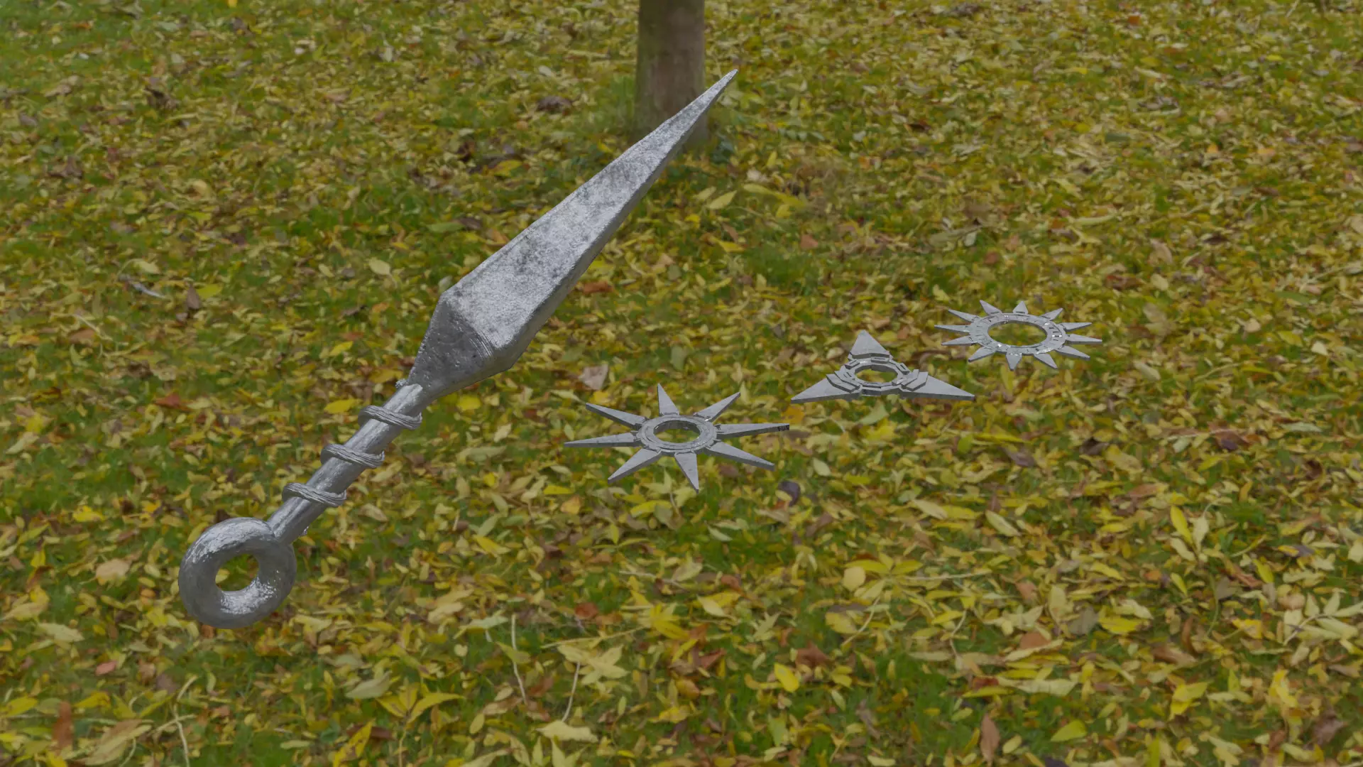 Kunai and Shuriken Free 3D model