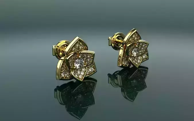 Delicate flower Earring -Jewelry 3D - BR-374