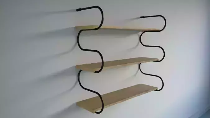 Modern wooden triple shelf