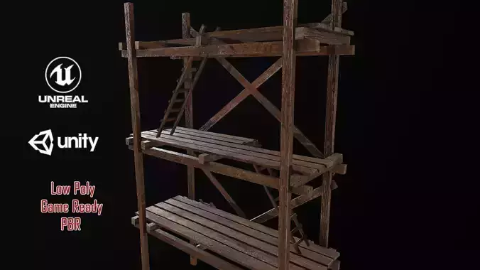 Scaffolding PBR Game Ready wooden tower