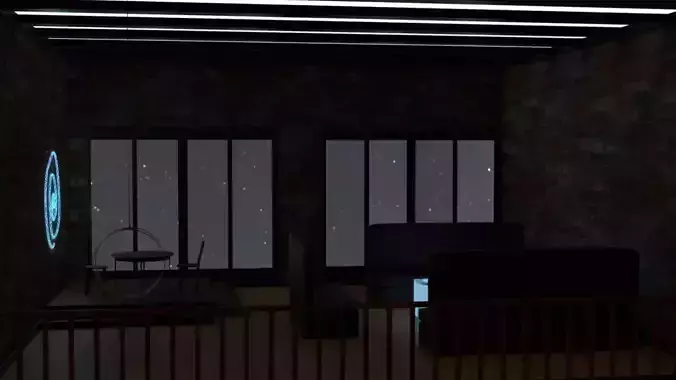 balcony inside of room at night