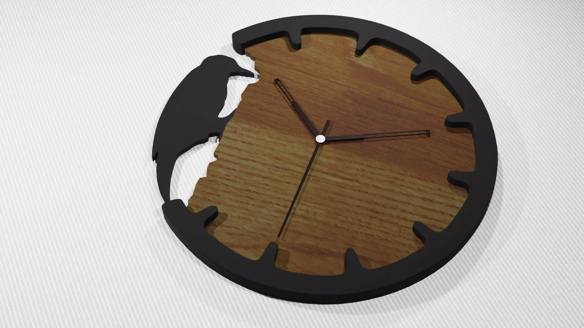 Clock wooden with metal face Free 3D model