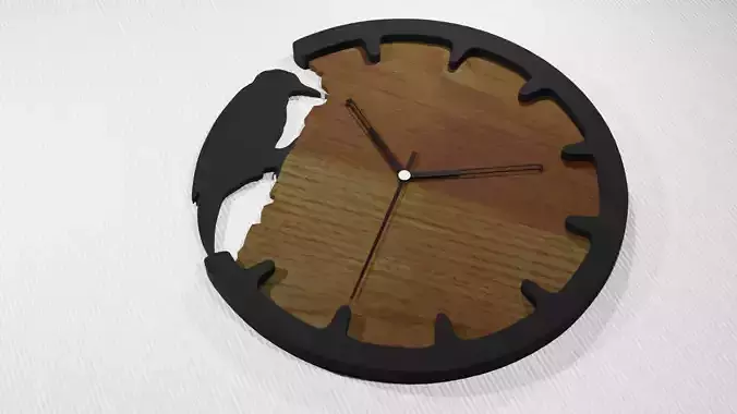 Clock wooden with metal face Free 3D model