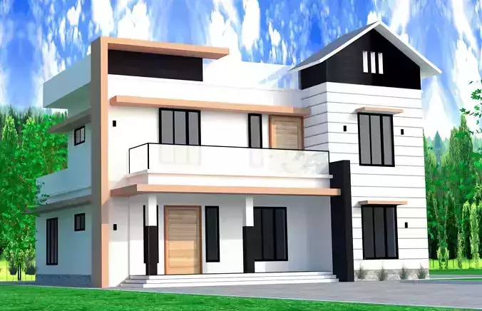Modern-House house with two stories and balcony