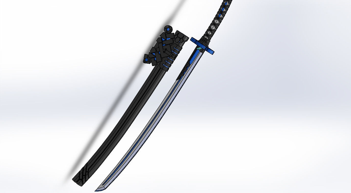 Katana samurai sword 3D model_2