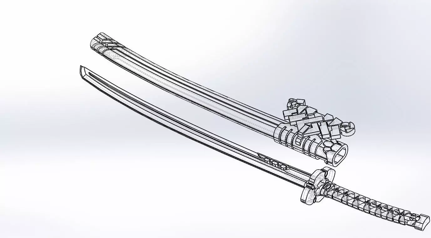 Katana samurai sword 3D model_0