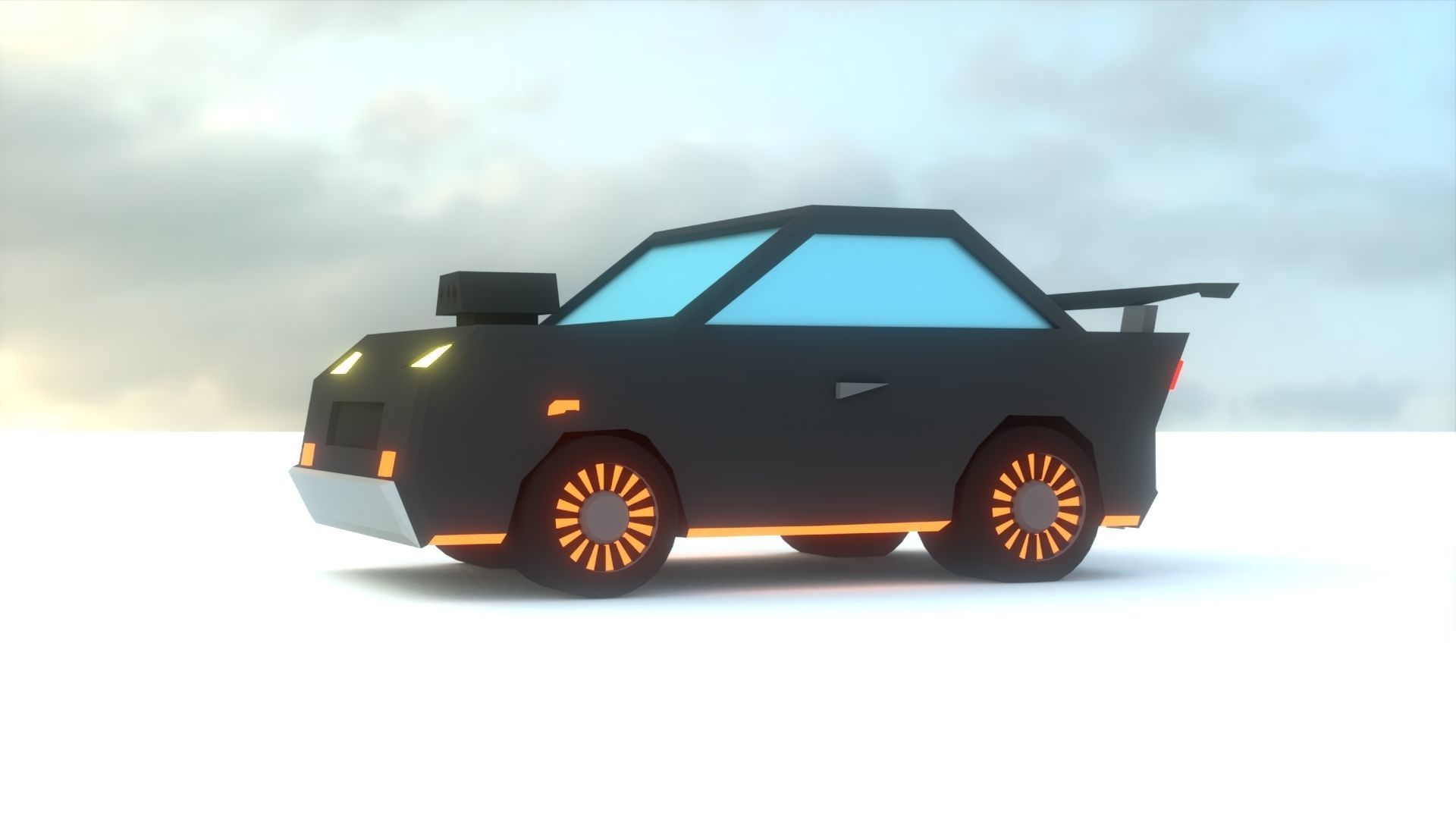 Low Poly Street Car Rig Low-poly 3D model_3