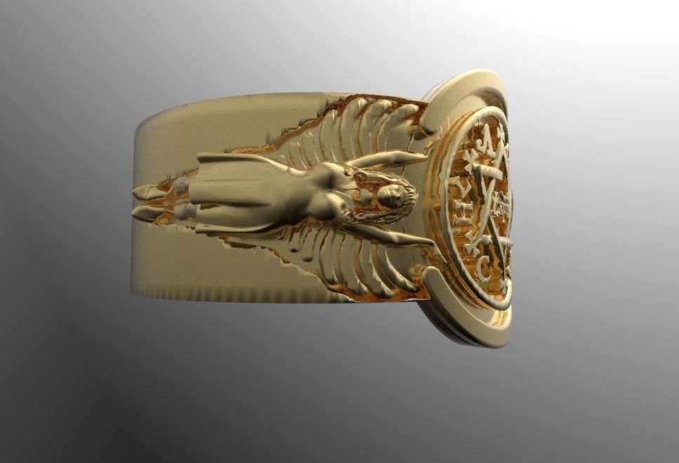King Solomon ring with godess 3d model 3D print model_2