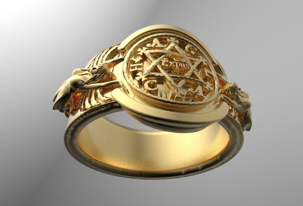 King Solomon ring with godess 3d model 3D print model_4