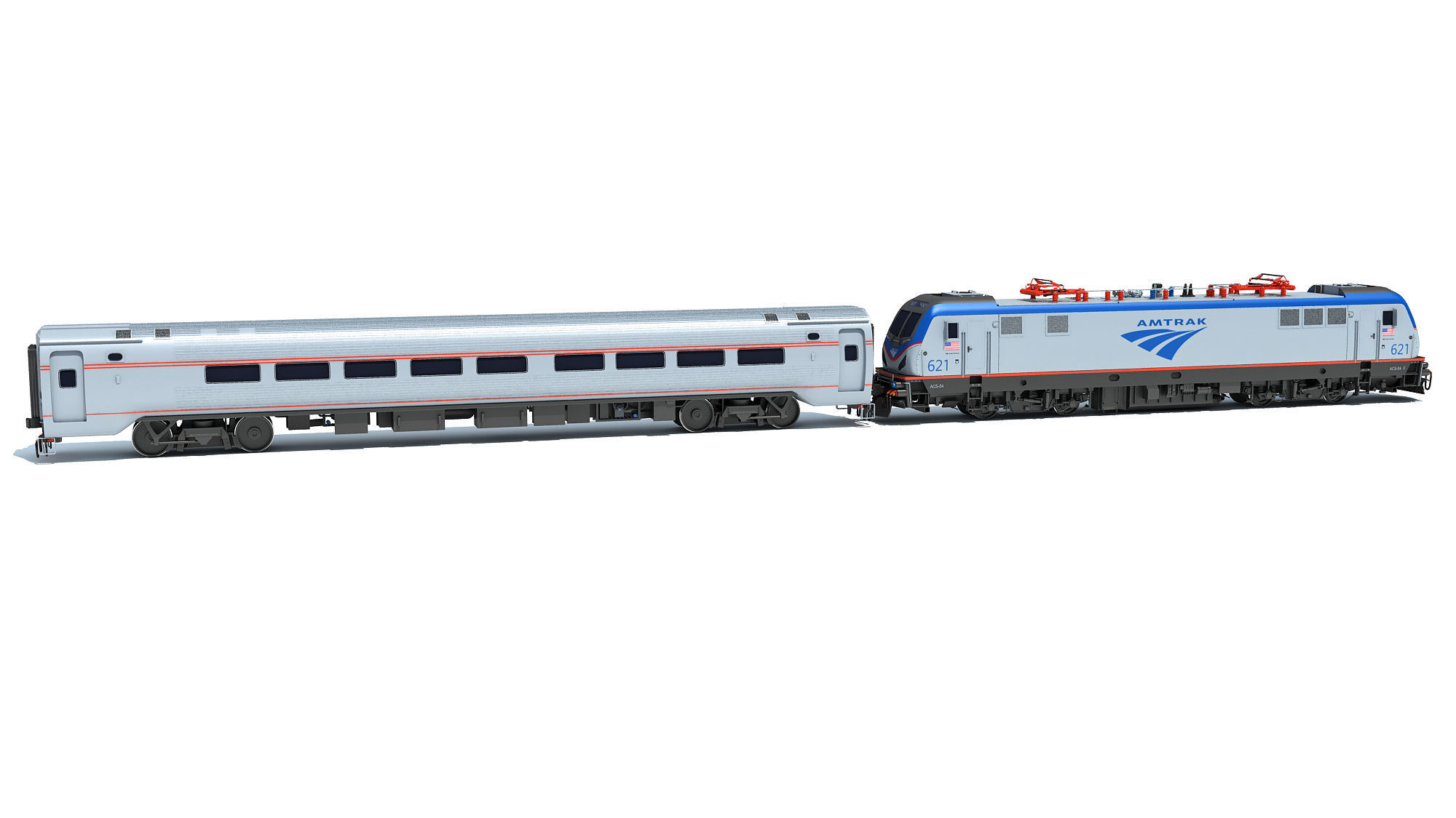 Amtrak Train 3D 3D model_7