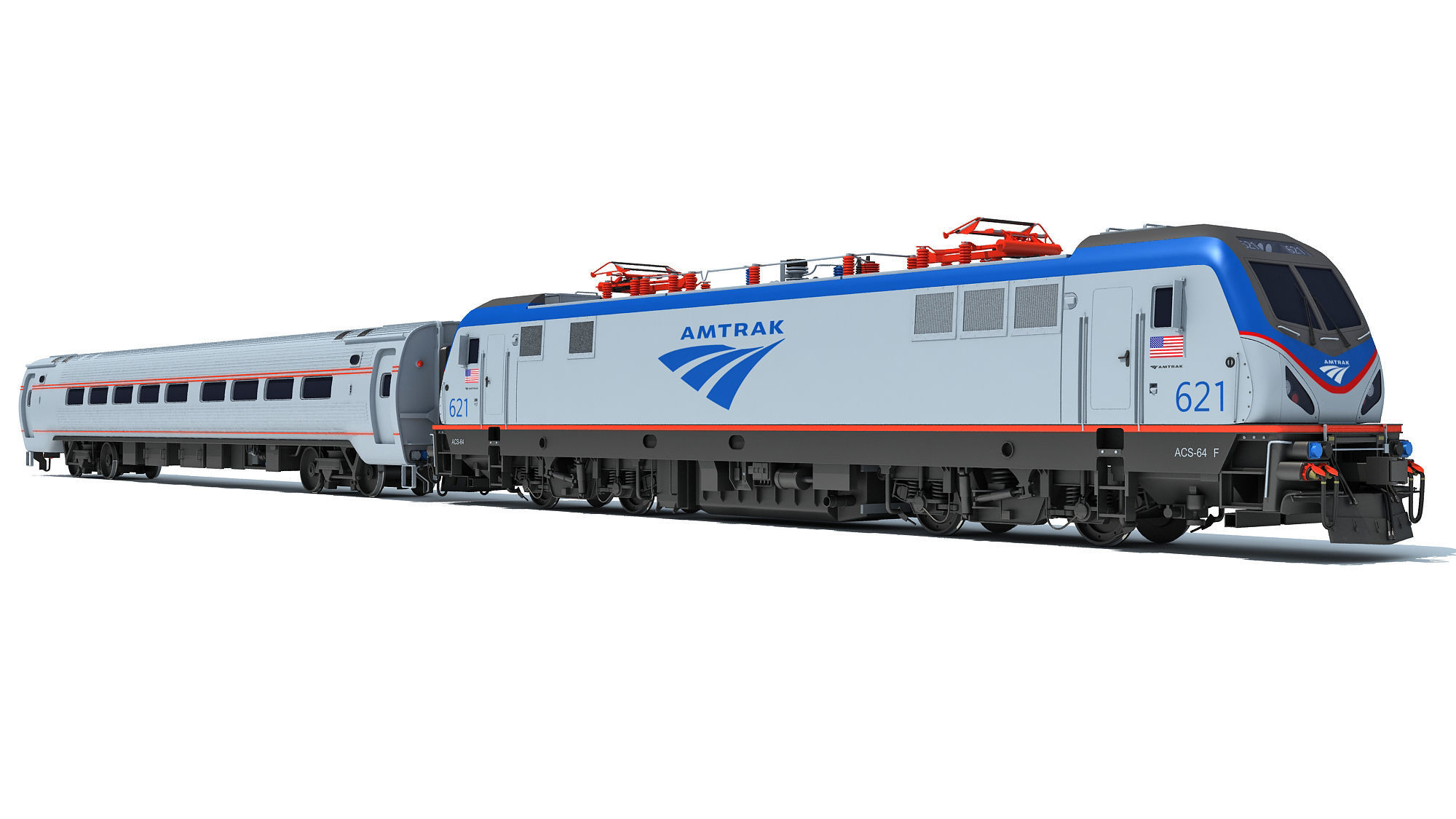 Amtrak Train 3D 3D model_9