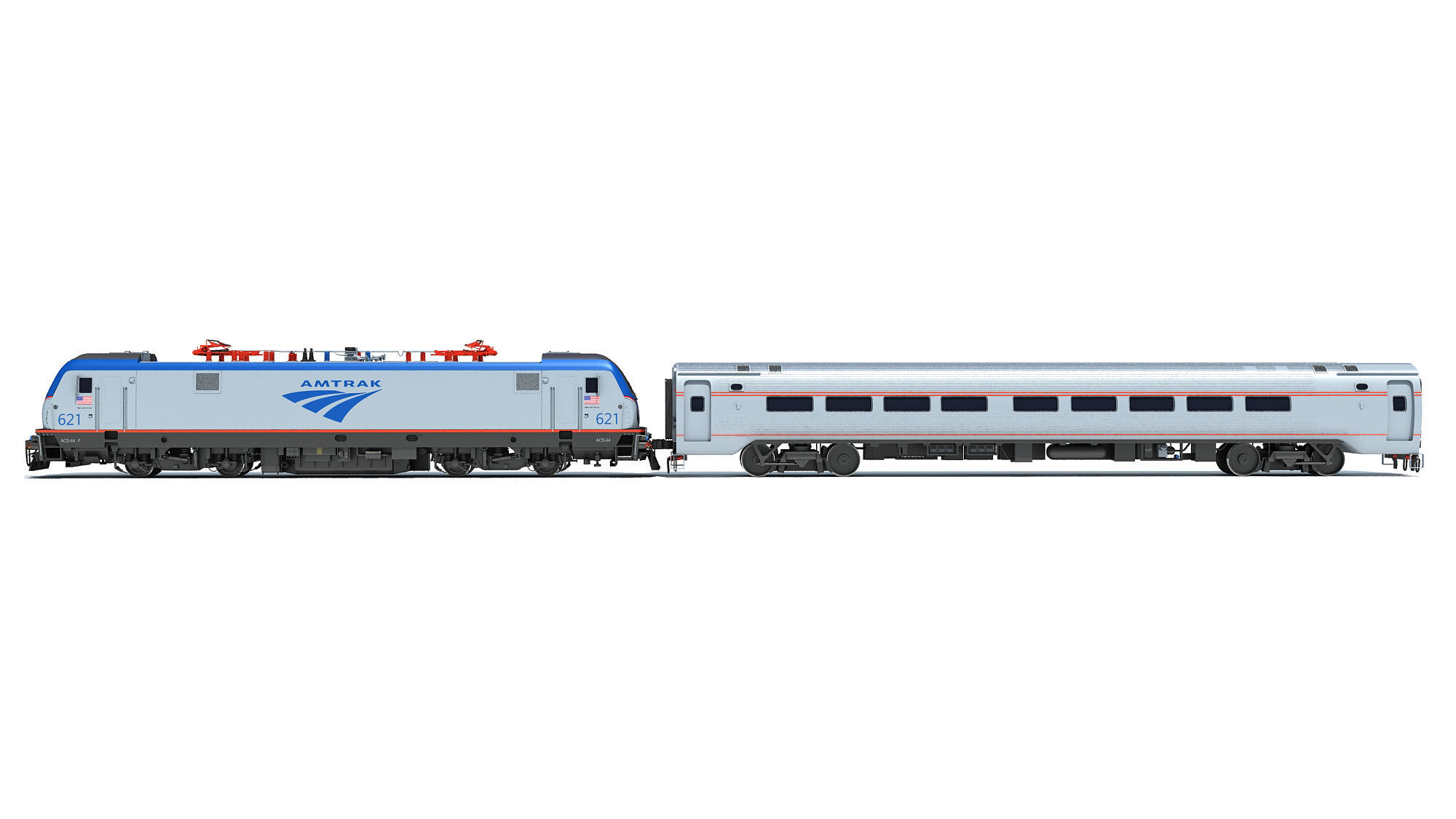 Amtrak Train 3D 3D model_2
