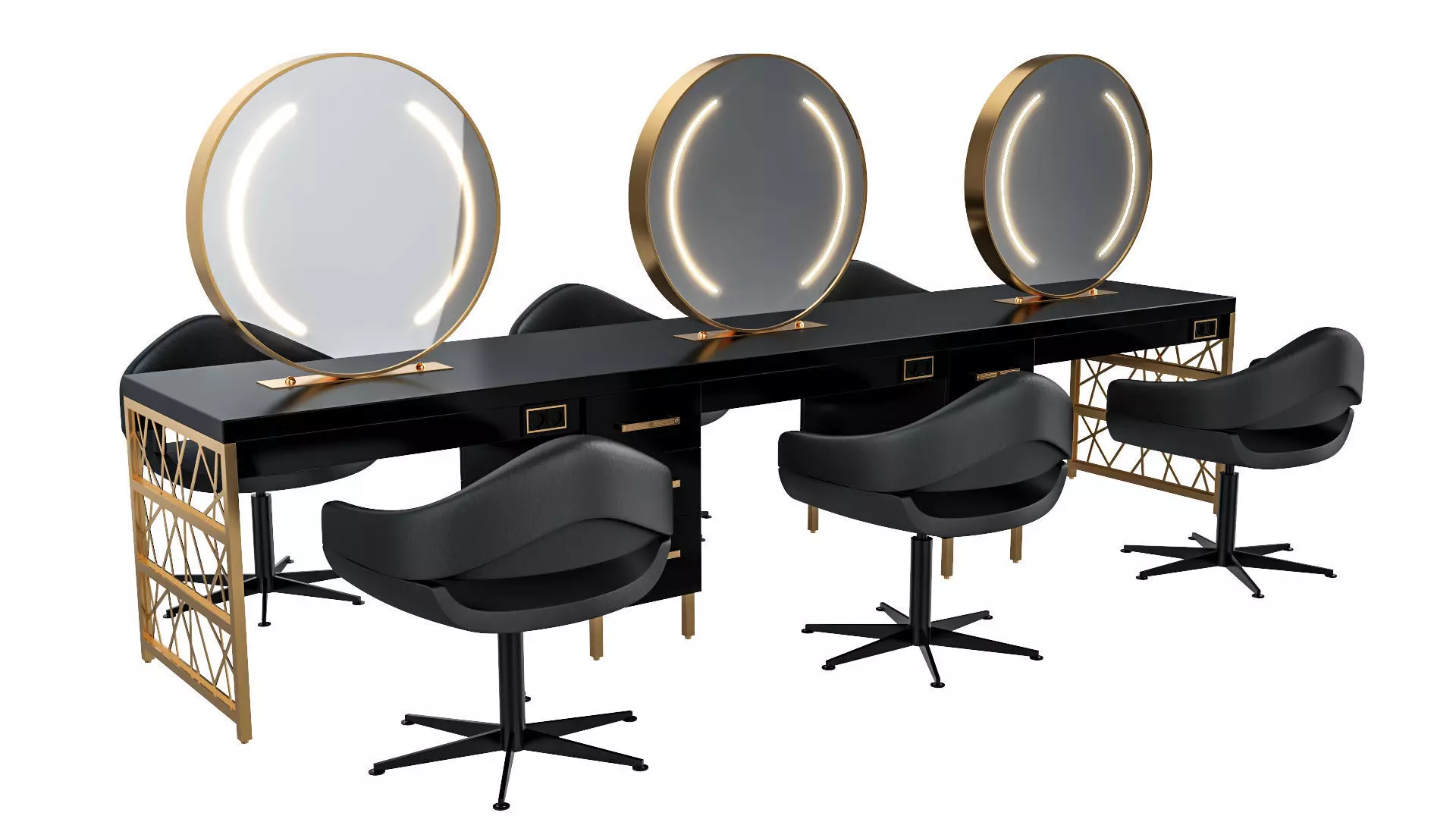 hair table gold 3D model_0