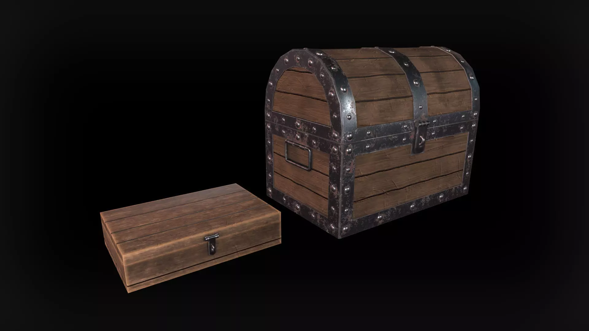 Wooden Chests Free low-poly 3D model_0