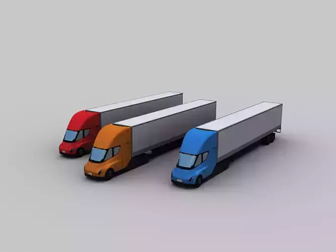 Electric truck and Trailer Lowpoly