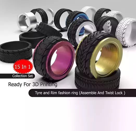 Tyre and Rim fashion ring        Assemble And Twist Lock 
