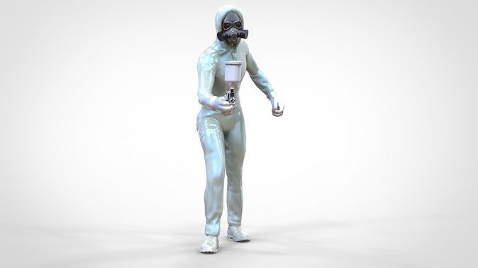 N1 Car Painter Painting with Paint Spray Gun 3D print model 3