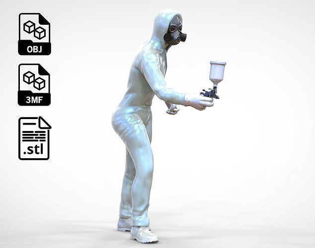 N1 Car Painter Painting with Paint Spray Gun 3D print model