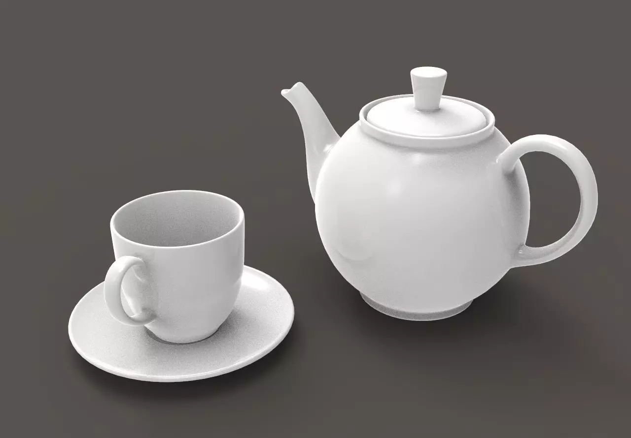 TeaPotSet teapot and cup 3D model_0