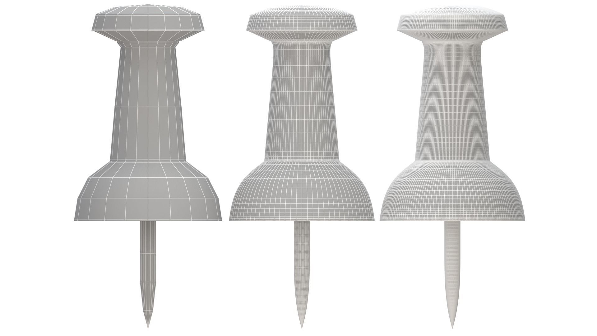 Assorted Push Pin black 3D model_5