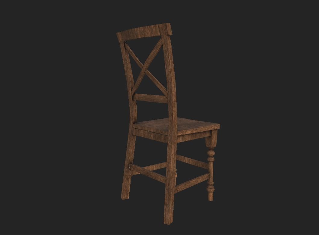 Chair low poly wooden Free low-poly 3D model_2
